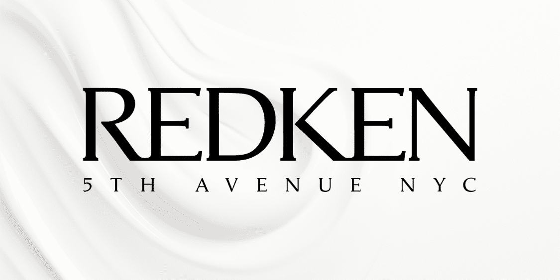 Redken 5th Avenue NYC logo with a creamy white background design.